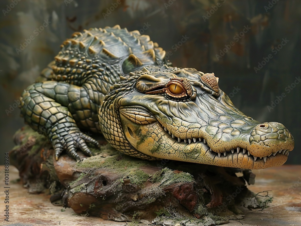 Fototapeta premium Close-up of a Realistic Crocodile Sculpture