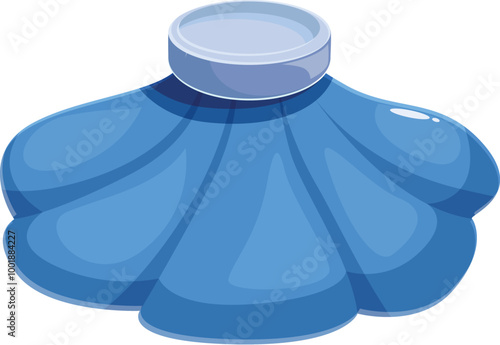 Blue ice pack filled with gel reducing swelling from injury