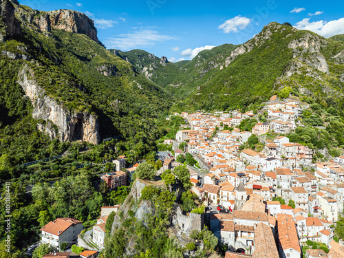 Orsomarso from a drone, Cosenza, Calabria, Italy photo