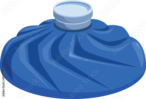 Blue rubber medical ice bag with a watertight lid for applying cold to injuries