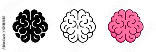 set of Brain or mind vector icons for medical apps and websites