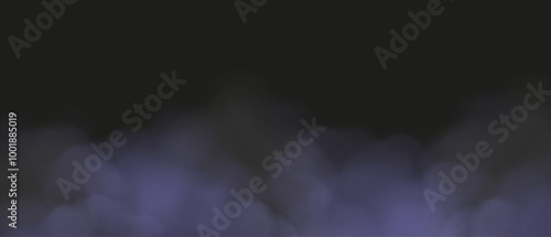 Purple Fog effect on black background. Realistic Fog, haze, mist effect