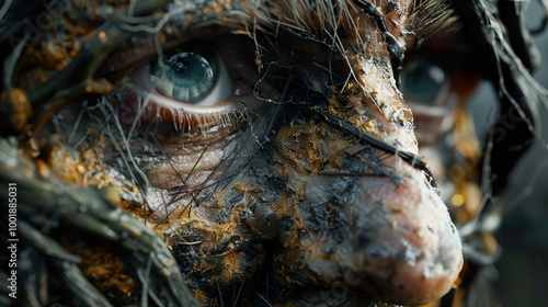 Close-Up of a Human Eye with Abstract Textures