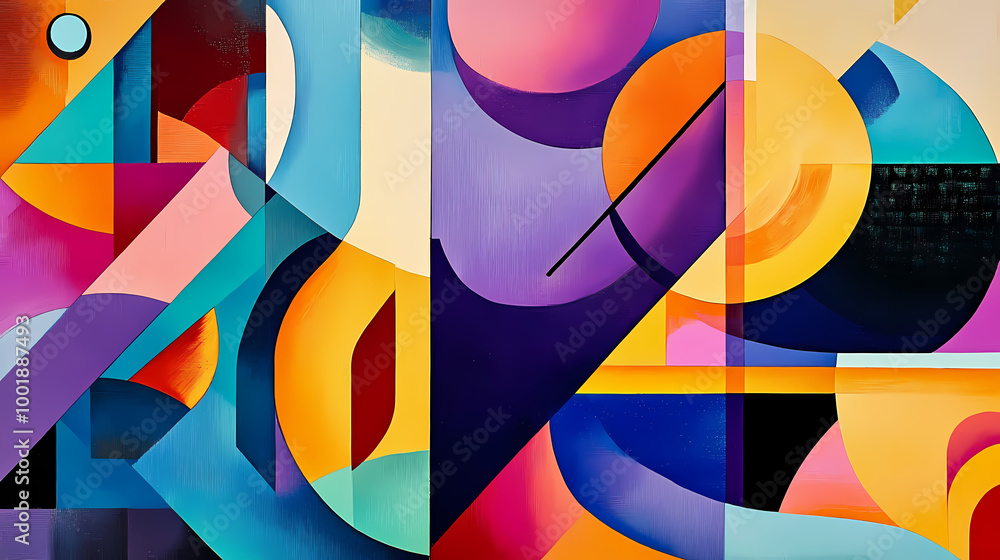 Abstract geometric shapes in a vibrant color palette create a mesmerizing visual rhythm. Visual Poetry. Illustration