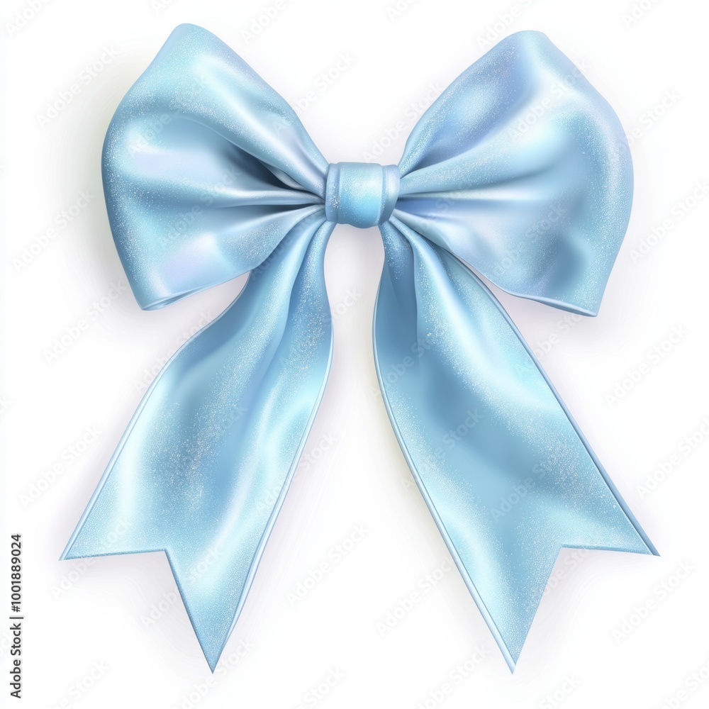 light blue bow for glitter silk on a white background light blue bow for glitter silk on a white background
