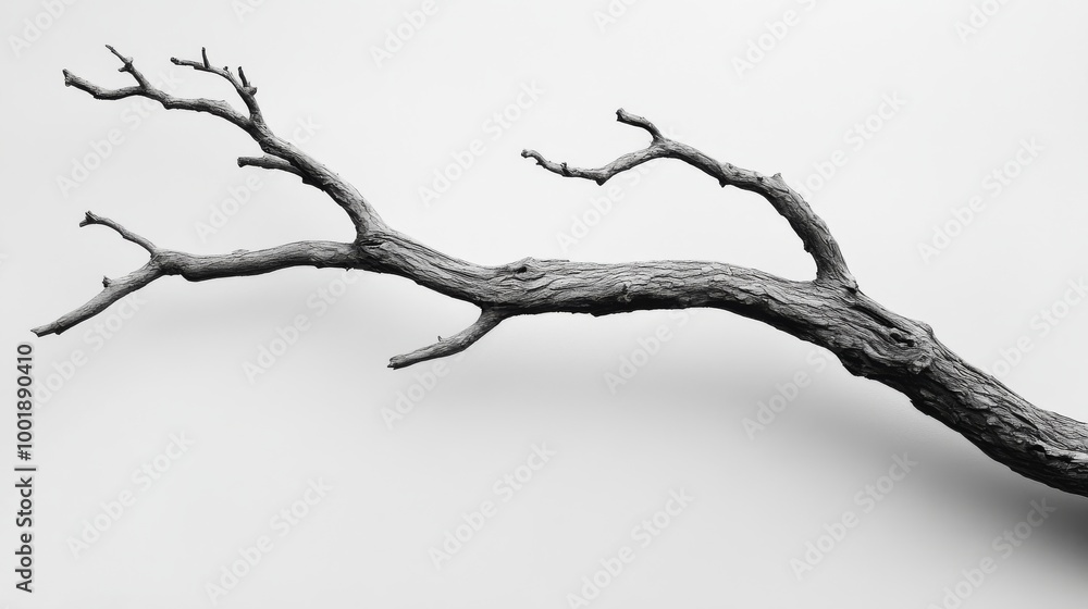 Dead tree branch on a white background Dead tree branch on a white background