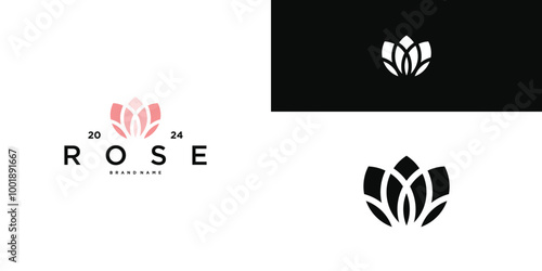 Modern rose flower logo design template. Premium Vector