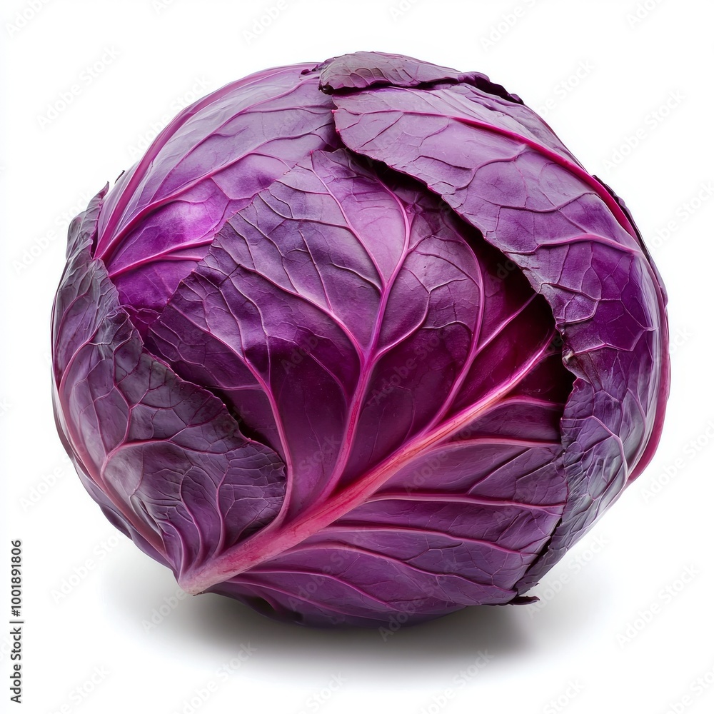 Obraz premium fresh purple cabbage on a white background