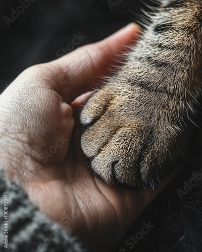 Hand and Paw Connection Between Human and Tiger