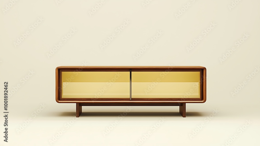 A modern wooden cabinet with elegant glass doors, adding both storage and style. A modern wooden cabinet with elegant glass doors, adding both storage and style.