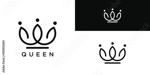 Royal Princess queen crown logo design. Premium Vector