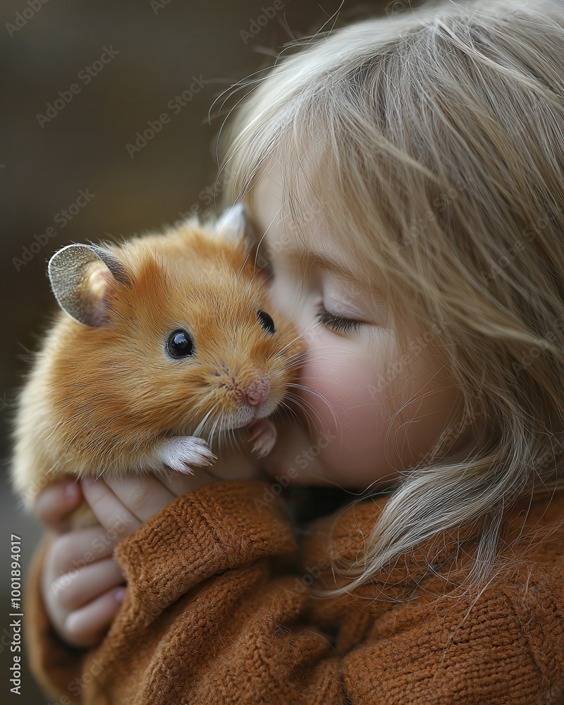 Child and Hamster Sharing a Sweet Moment Child and Hamster Sharing a Sweet Moment
