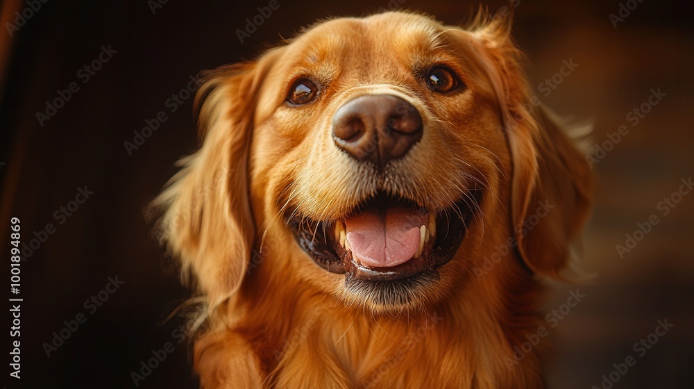Obraz premium Joyful Golden Retriever Smiling Close-Up Portrait
