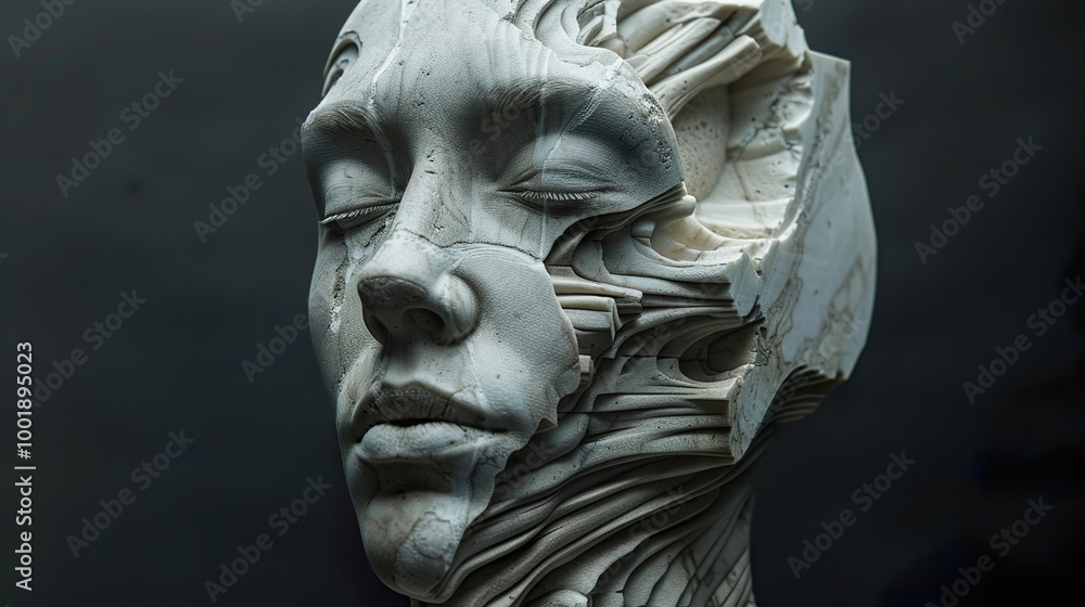 Abstract Sculpture of a Human Face - A Study in Fragmentation and Identity Abstract Sculpture of a Human Face - A Study in Fragmentation and Identity