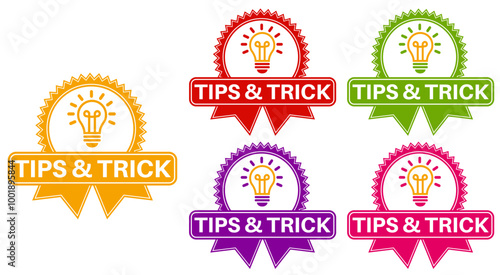 set Tips and tricks sign labels. fast helpful instructions sign design vector illustration