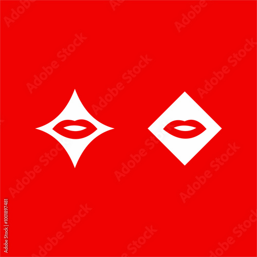 Star and diamond logo design with lip symbol illustration.