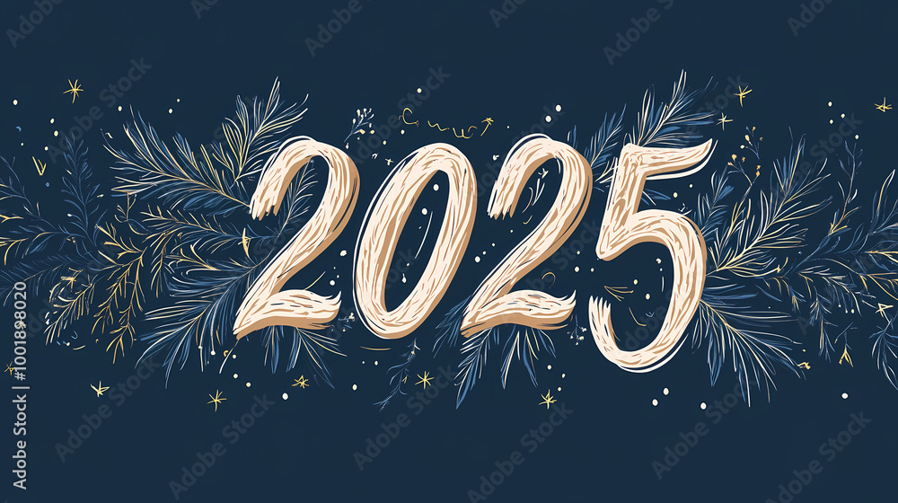 Fototapeta premium Elegant hand-lettering on a dark blue background with minimal decorations. Hand-lettering. Illustration