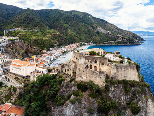 Scilla from a drone, Calabria, Italy, Europe photo