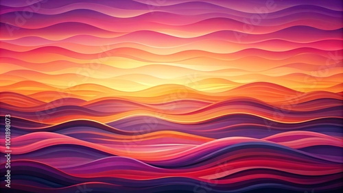 Abstract Sunset Landscape with Flowing Waves of Color