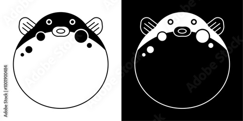 フグの家紋風のベクターイラスト。