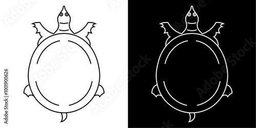 すっぽんのシンプルな線画イラスト。