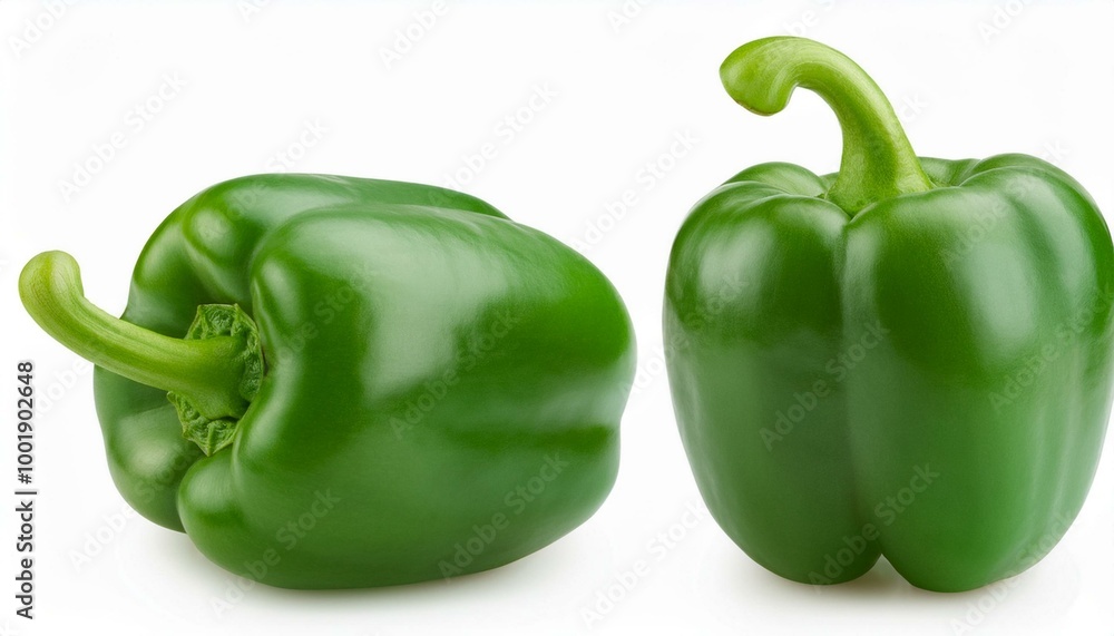 Green bell pepper isolated on a white background, clipping path, paprika, cut out Green bell pepper isolated on a white background, clipping path, paprika, cut out