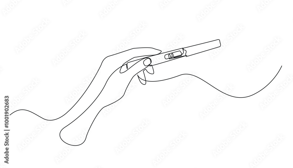 continuous line of hand holding a pregnancy test.pregnancy test one line drawing.single line vector illustration continuous line of hand holding a pregnancy test.pregnancy test one line drawing.single line vector illustration