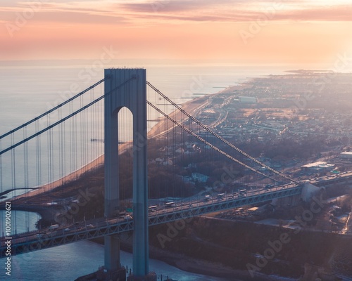 Photography Verrazano Bridge at sunset