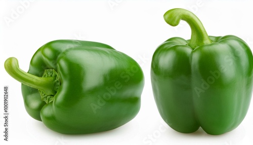 Green bell pepper isolated on a white background, clipping path, paprika, cut out 