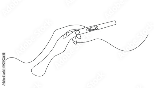 continuous line of hand holding a pregnancy test.pregnancy test one line drawing.single line vector illustration