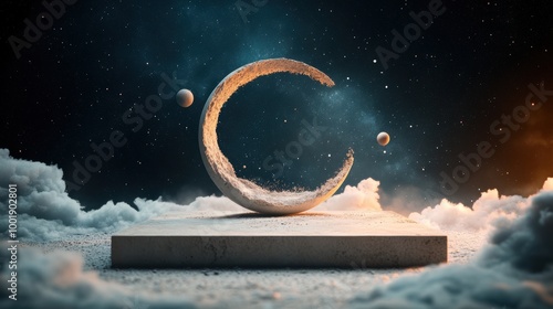 Wallpaper Mural A surreal, celestial sculpture, formed by the gravitational pull of two planets, revealing a paradoxical beauty in the universe intricate dance of celestial bodies. Torontodigital.ca