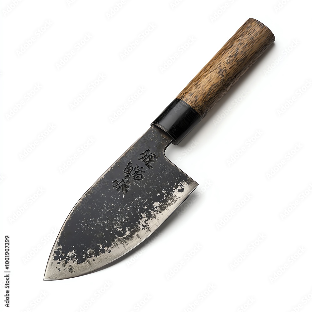 Traditional Japanese knife with a wooden handle, isolated on white background. Traditional Japanese knife with a wooden handle, isolated on white background.