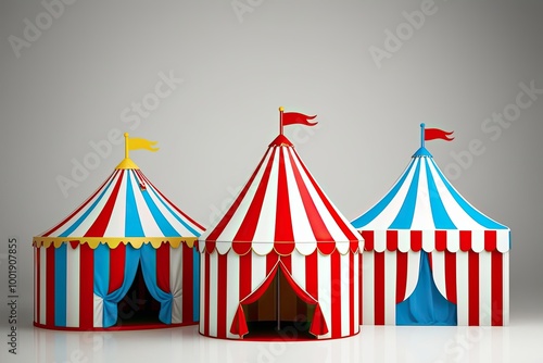 Isolated Circus Tent and Carnival Tent on White Background for Exhibition and Amusement Park Visuals
