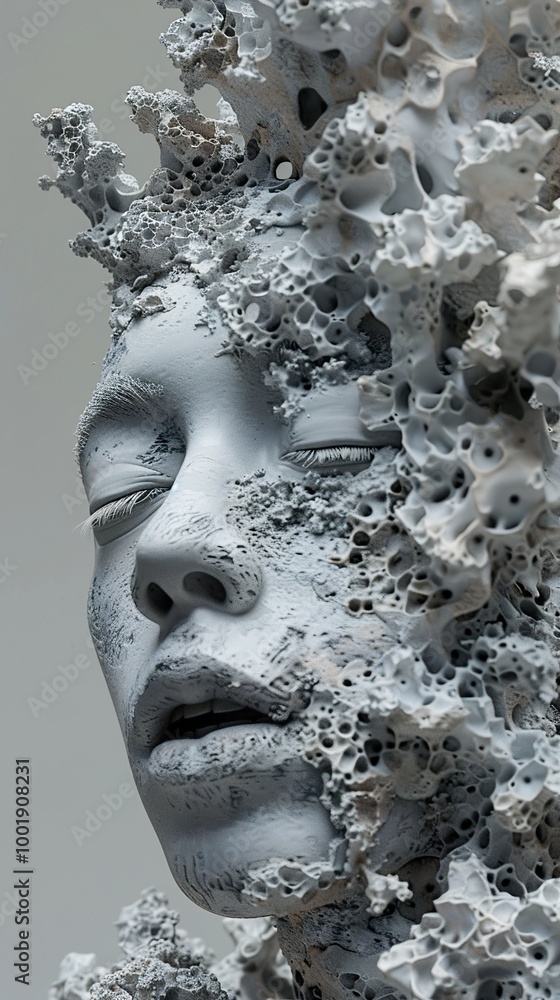 Abstract Stone Sculpture of a Human Face Abstract Stone Sculpture of a Human Face