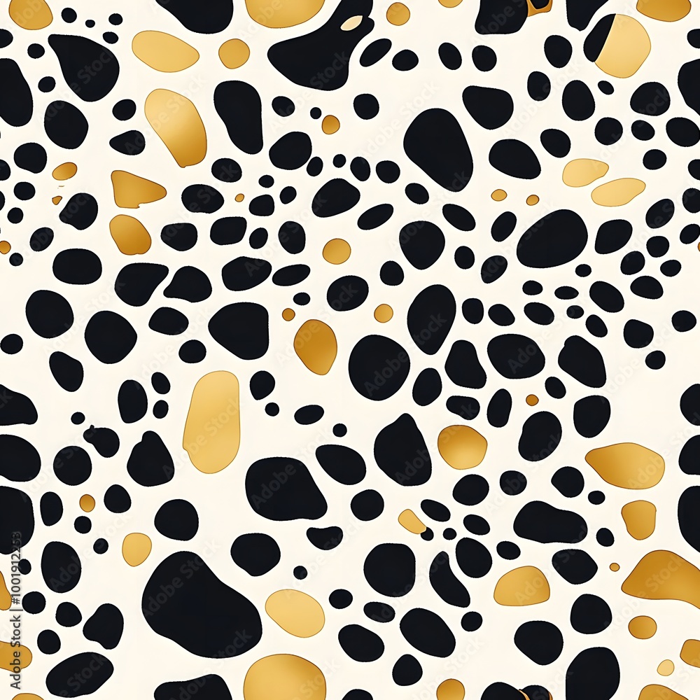 Abstract pattern with black and gold spots on a white background. Abstract pattern with black and gold spots on a white background.
