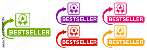 set bestseller sticker sign set. top seller label symbol recommended sign template vector illustration	