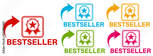 set bestseller sticker sign set. top seller label symbol recommended sign template vector illustration	