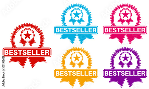 set bestseller sticker sign set. top seller label symbol recommended sign template vector illustration	