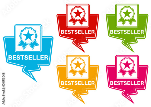 Set Stylish bestseller icon labels. top rated product sign sticker icon design vector illustration	