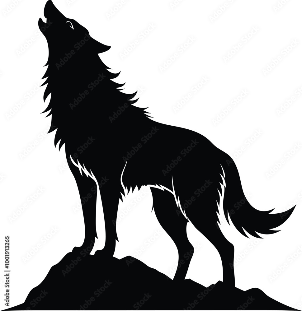 Majestic Howling Wolf Silhouette Majestic Howling Wolf Silhouette