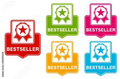 Set Stylish bestseller icon labels. top rated product sign sticker icon design vector illustration	