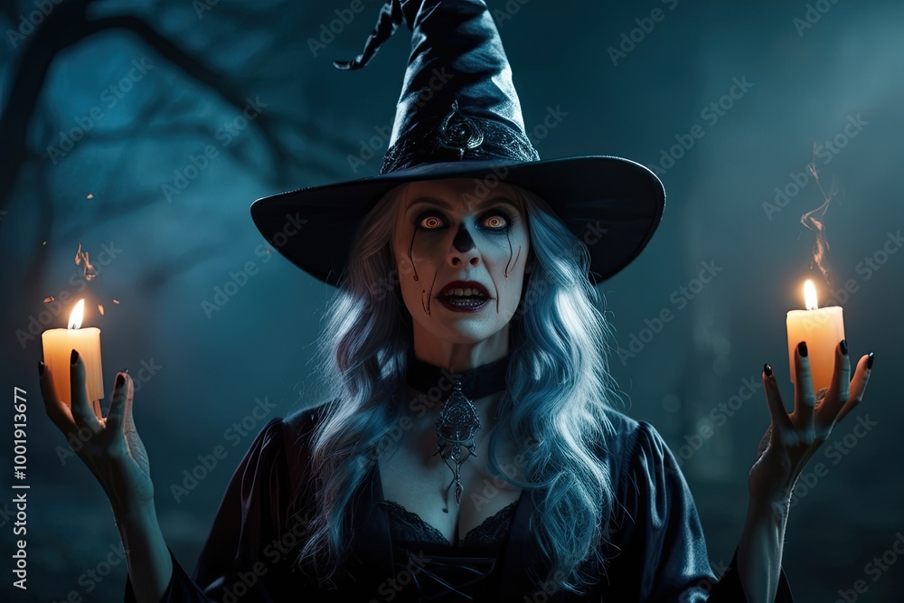 Terrifying Witch Closeup Captivating Horror Theme with Tension and Magic Terrifying Witch Closeup Captivating Horror Theme with Tension and Magic