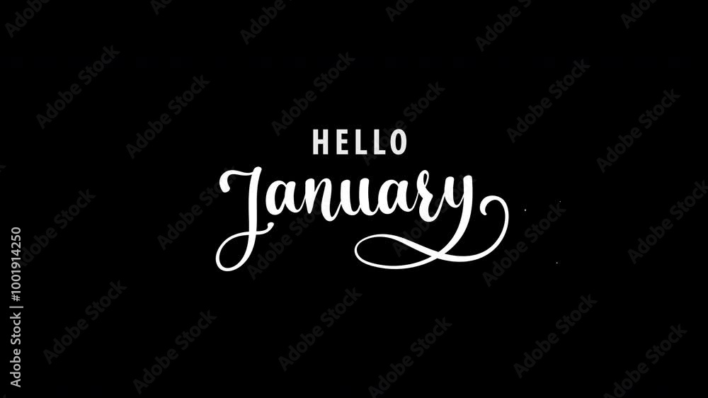 Hello January Handwritten Animated Text in white Color with particle effect, Perfect for social media posts, greeting cards, calendar designs. Suitable for December promotions.alpha channel only 4k Hello January Handwritten Animated Text in white Color with particle effect, Perfect for social media posts, greeting cards, calendar designs. Suitable for December promotions.alpha channel only 4k