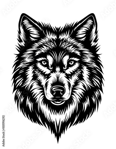 wolf head isolated on white background