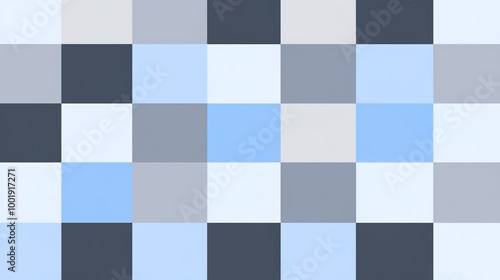 A vibrant flat design showcasing a classic checkerboard pattern, featuring alternating squares in contrasting colors that create a visually striking effect. This geometric arrangement conveys a sense 