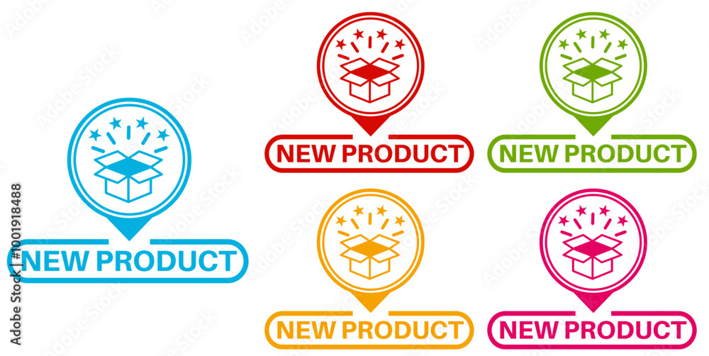 Obraz premium set new product badge labels icon. product available symbol design template vector illustration