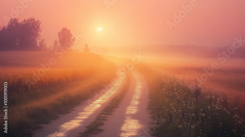 Wallpaper Mural Serene Countryside Road at Sunrise Torontodigital.ca