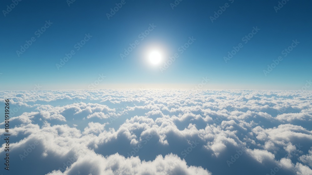 Fototapeta premium Above the clouds, with a deep blue sky
