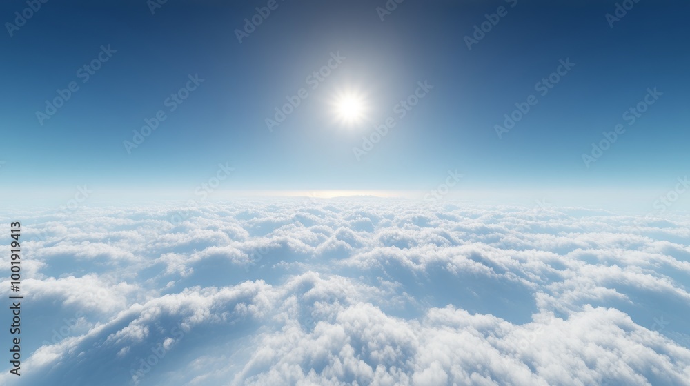 Above the clouds, with a vivid blue sky Above the clouds, with a vivid blue sky