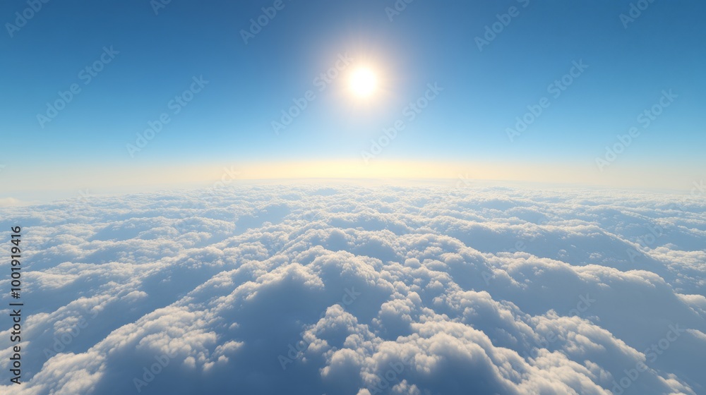 Naklejka premium Above the clouds, with a vibrant blue sky